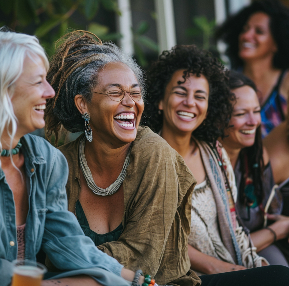 A group of ladies laughing and having fun.